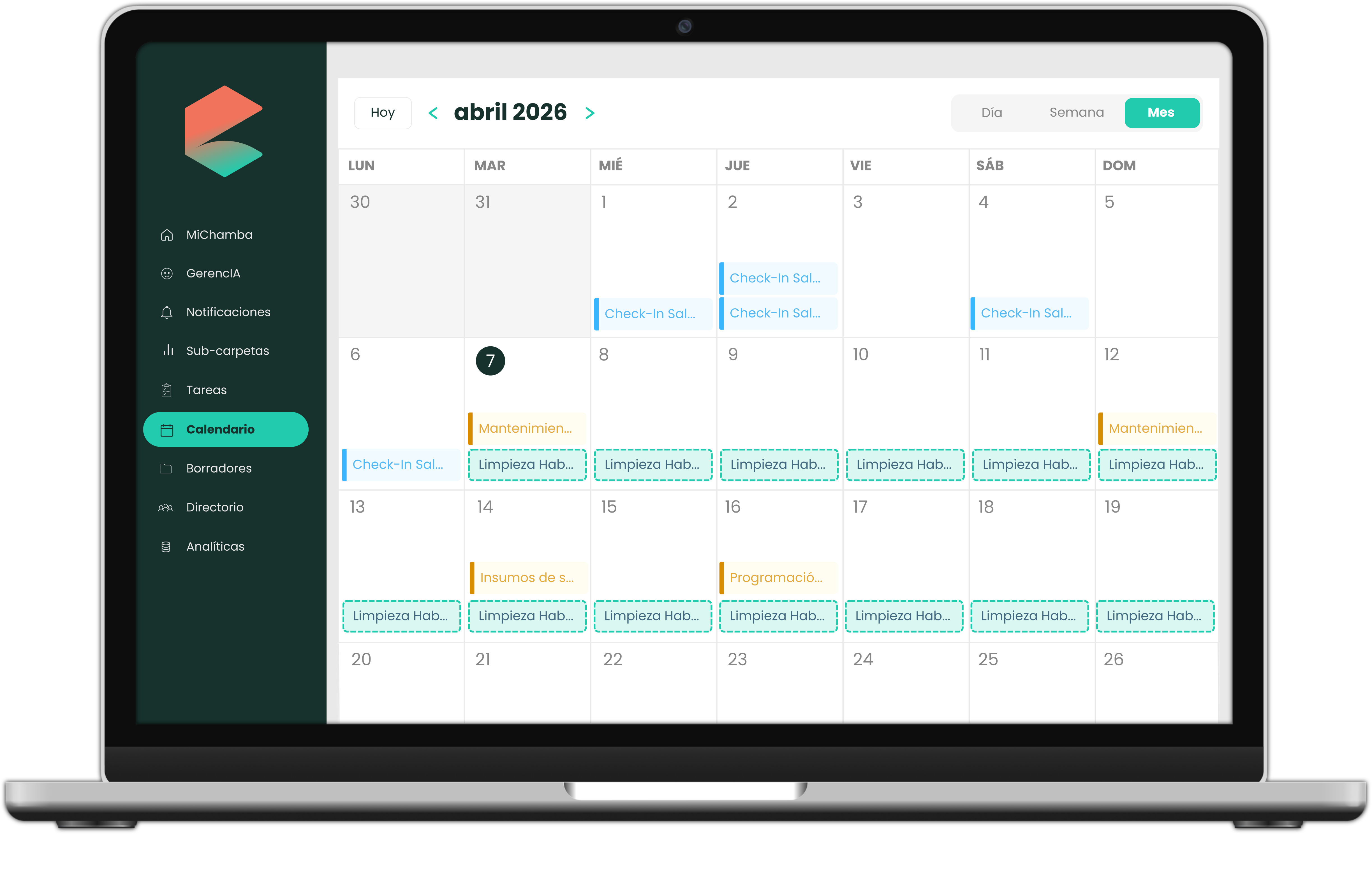 Floor view with room cleaning status and active requests